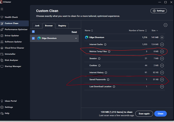 scanned including metrics