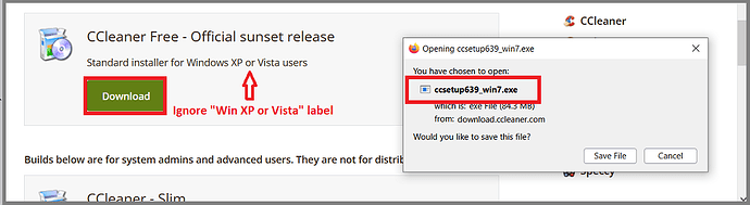 CCleaner Builds Download Page Legacy Sunset Installer v6_39 07 Oct 2025