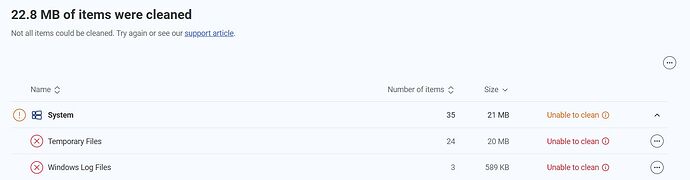 cCleaner Unable to clean