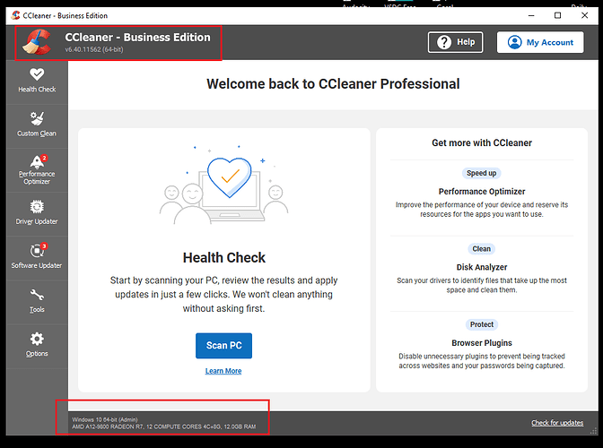 CCleaner desktop info