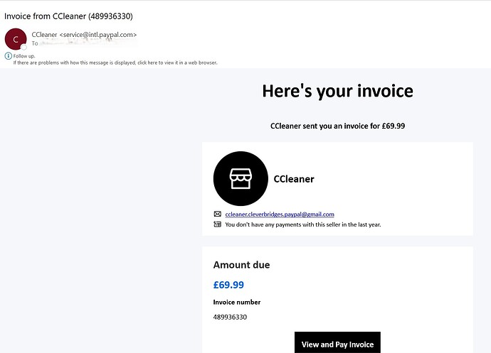 Invoice from CCleaner