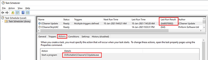 CCleaner Portable v5_76_823869 CCUpdate CCleaner Update Task Scheduler Error 0x80070002 15 Jan 2021