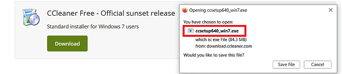 CCleaner Builds Download Page Offers Old Sunset ccsteup640_win7exe 23 Jun 2026