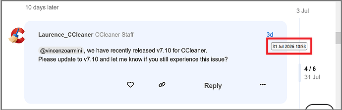 CCleaner Forum Feedback Email Posted 31 Jul 2026 2026