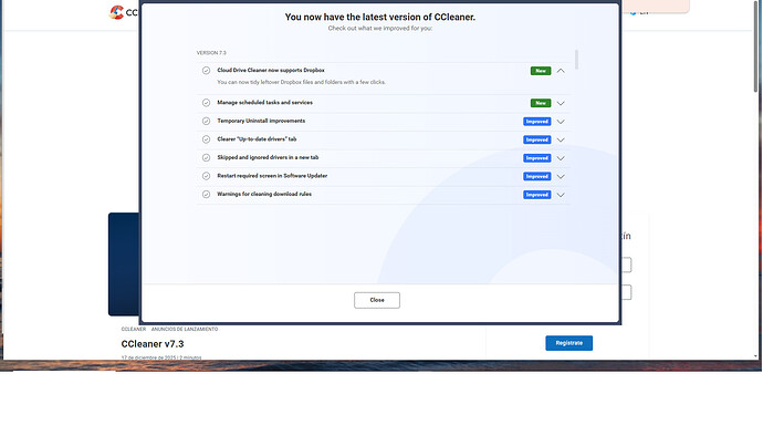 Pantalla CCleaner 7.3