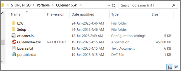 CCleaner v6_41_11567 Portable Files After Unzip and Cleanup 12 Jul 2026