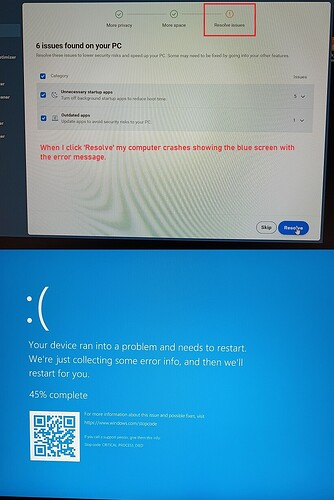 Desktop crashes at Resolve Issues C7