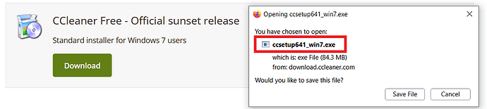 CCleaner Builds Download Page Offers New Sunset ccsteup641_win7exe 24 Jun 2026