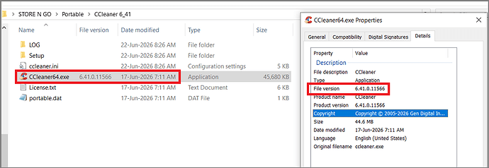 CCleaner v6_41_11566 Portable Files After Unzip and Cleanup 22 Jun 2026