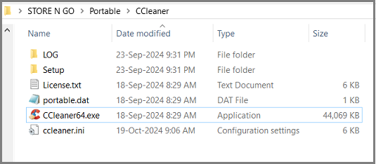 CCleaner v6_28 64-Bit Portable Four Files Kept After Unzip 19 Oct 2024