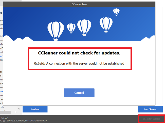 CCleaner v6_28 Check For Updates Error With Firewall Block 19 Oct 2024